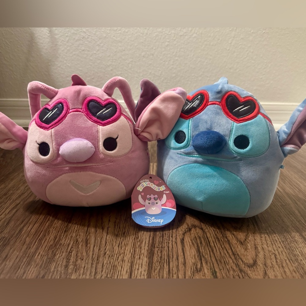 Disney Squishmallow Stitch & Angel Heart-Eyed Duo